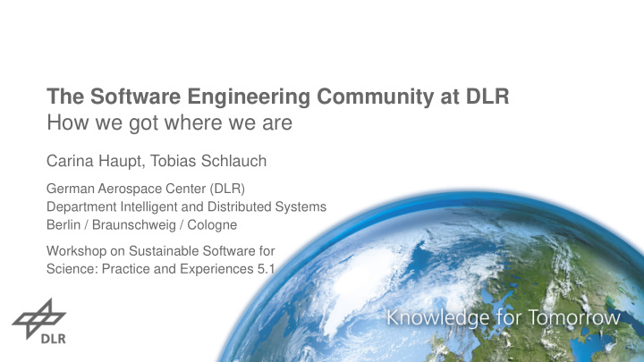 the software engineering community at dlr how we got
