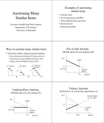 Auctioning Many   Treasury bills  Similar Items   Stock repurchases and IPOs