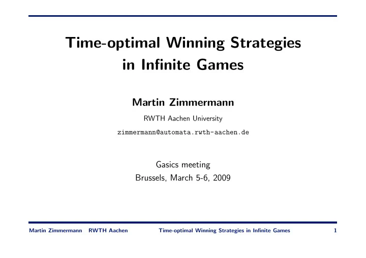 time optimal winning strategies in infinite games