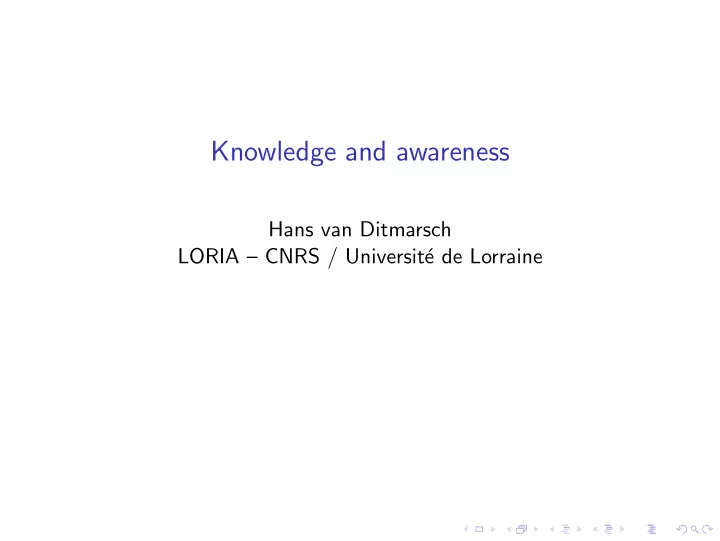 knowledge and awareness