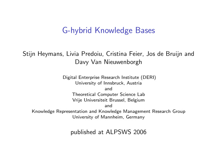 g hybrid knowledge bases