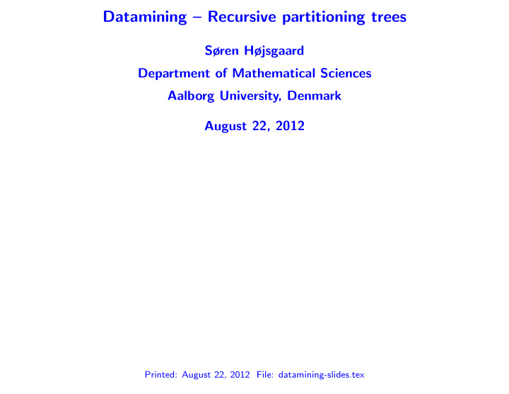 datamining recursive partitioning trees