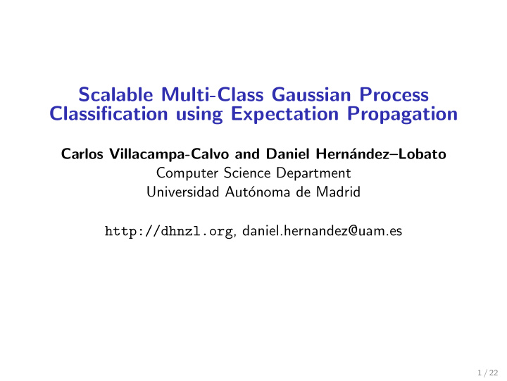 scalable multi class gaussian process classification