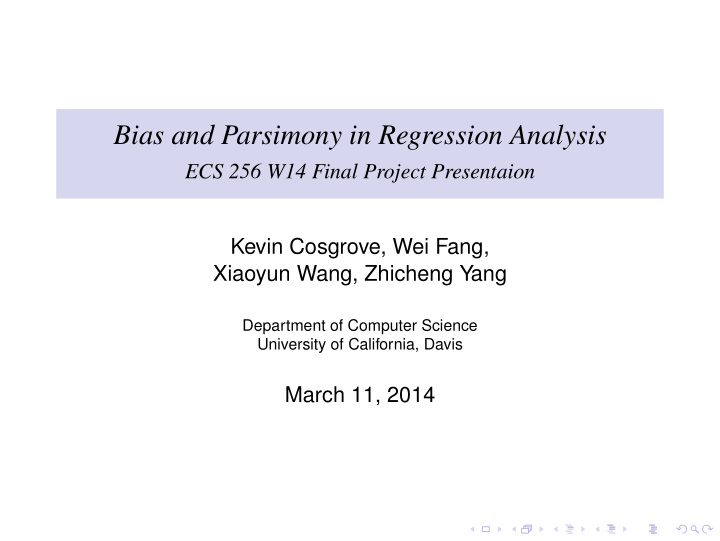 bias and parsimony in regression analysis