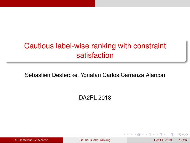 cautious label wise ranking with constraint satisfaction