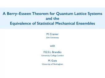 A BerryEsseen Theorem for Quantum Lattice Systems  and the  Equivalence of Statistical