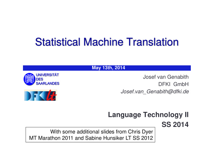 statistical machine translation