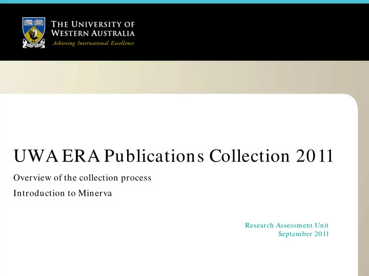 uwa era publications collection 2011