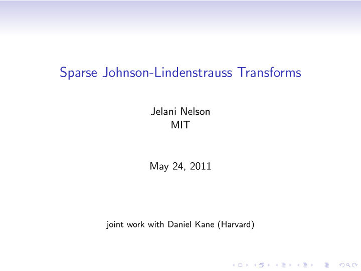 sparse johnson lindenstrauss transforms