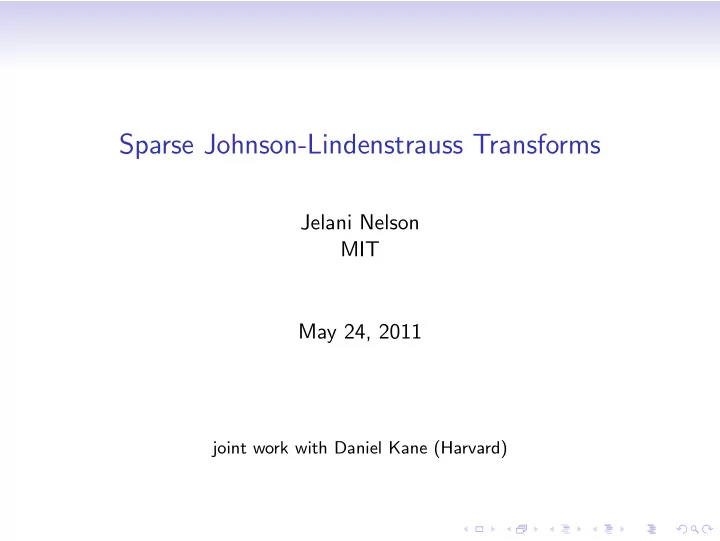 sparse johnson lindenstrauss transforms