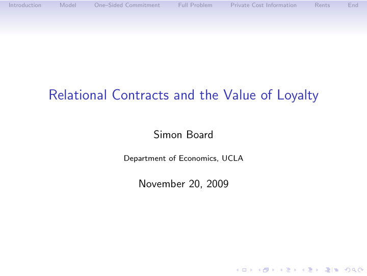 relational contracts and the value of loyalty