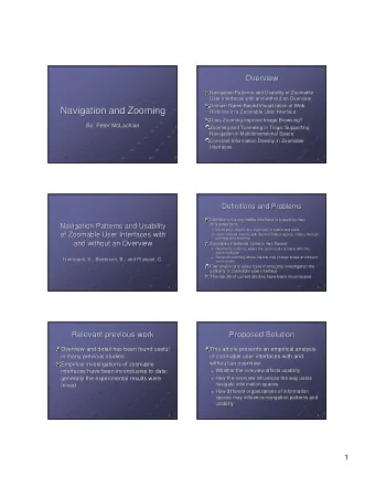 Navigation and Zooming  Navigation and Zooming  Histories in a Zoomable  Zoomable User Interface