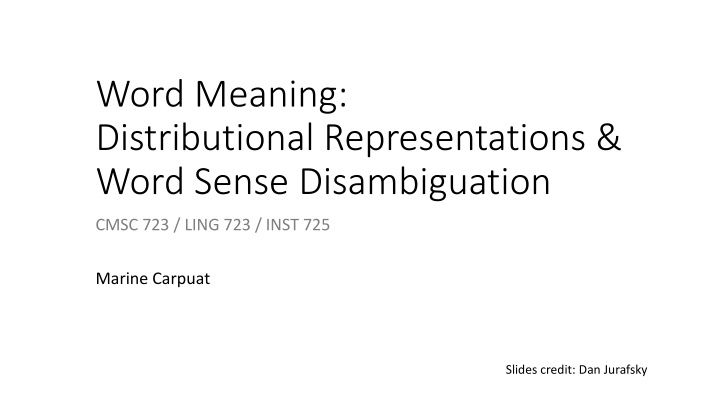 word meaning distributional representations word sense