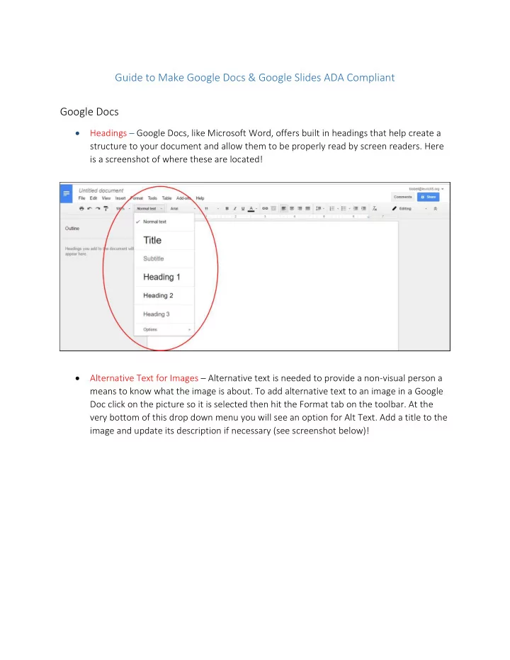 guide to make google docs google slides ada compliant