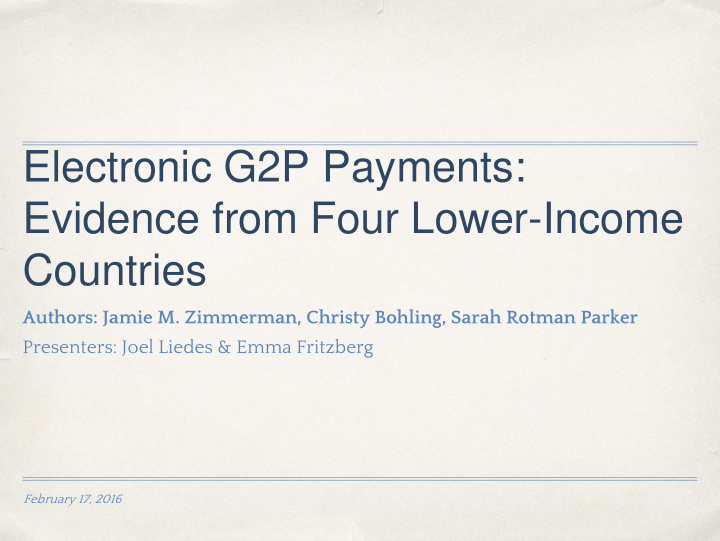 electronic g2p payments