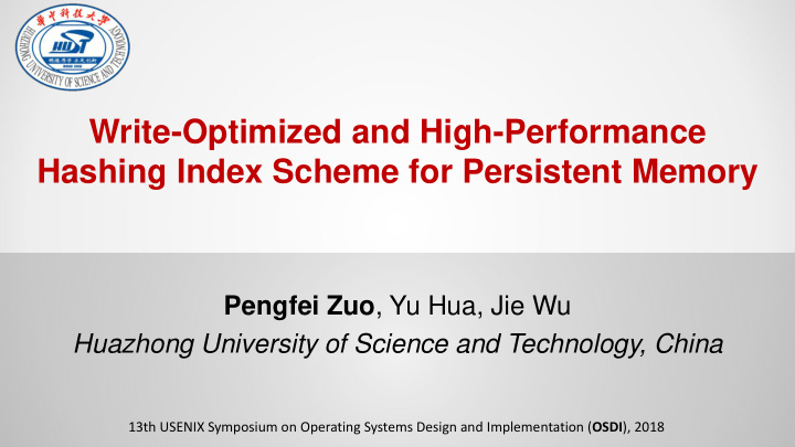 hashing index scheme for persistent memory