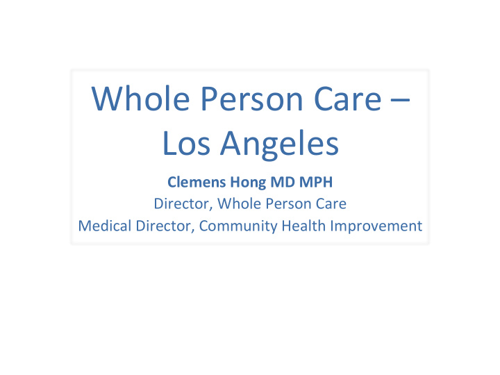 whole person care los angeles