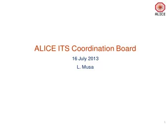 ALICE ITS Coordination Board  16 July 2013  L. Musa  1  TDR - draft   CET + 6h  WP meetings  15h