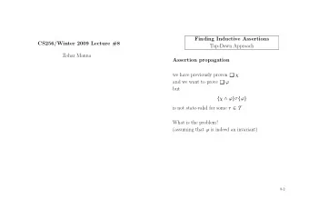 Finding Inductive Assertions  CS256/Winter 2009 Lecture #8  Top-Down Approach  Zohar Manna