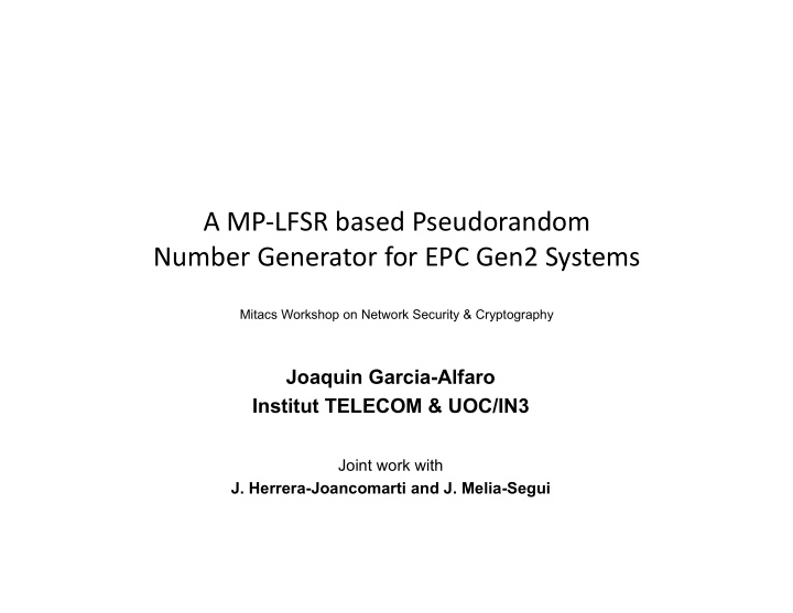 a mp lfsr based pseudorandom number generator for epc