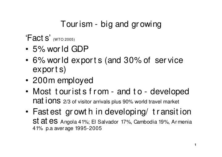 tourism big and growing