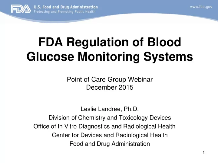 fda regulation of blood glucose monitoring systems