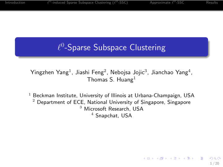 0 sparse subspace clustering