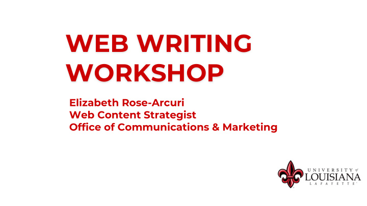 web writing workshop