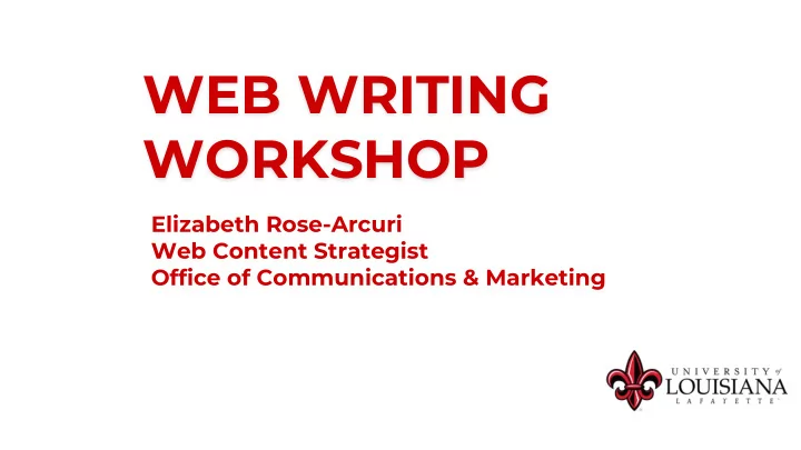 web writing workshop