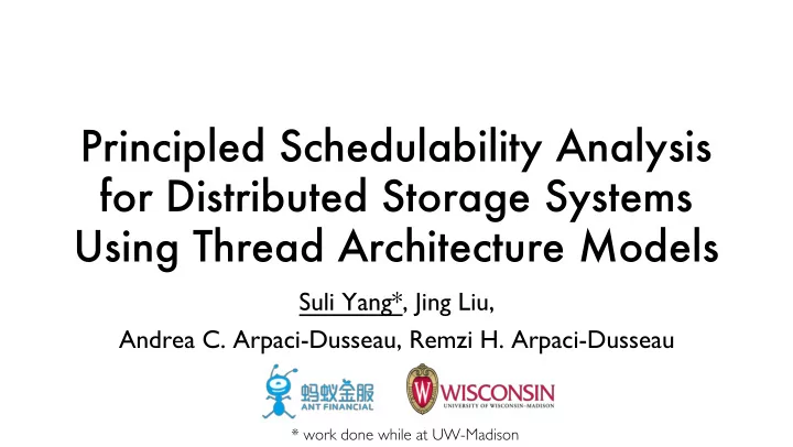 principled schedulability analysis for distributed