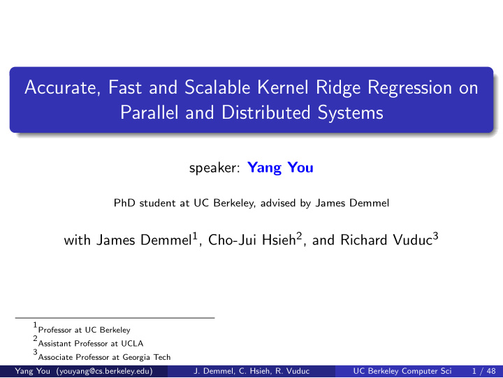 accurate fast and scalable kernel ridge regression on