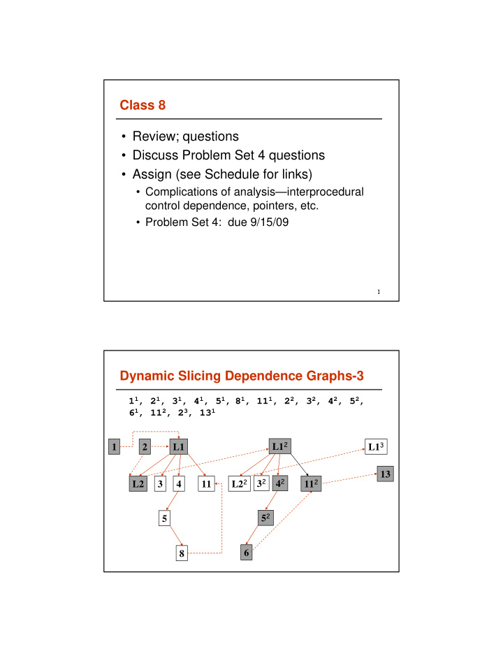 class 8 review questions discuss problem set 4 questions