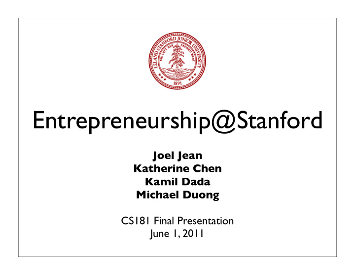 entrepreneurship stanford