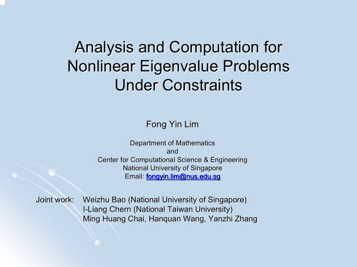 analysis and computation for analysis and computation for