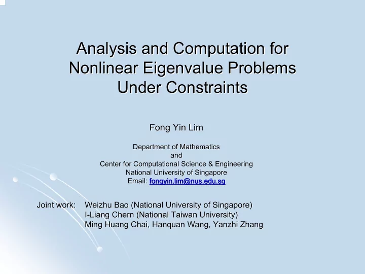 analysis and computation for analysis and computation for