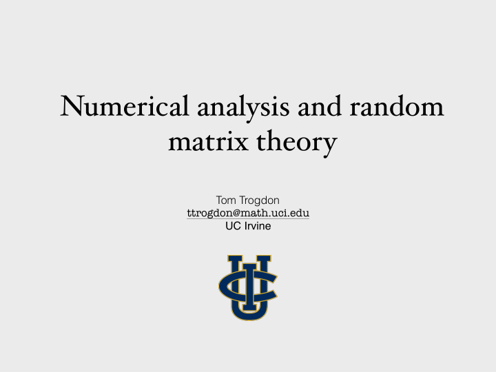 numerical analysis and random matrix theory