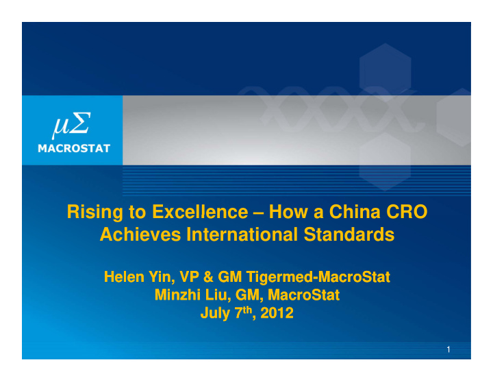 rising to excellence how a china cro rising to excellence