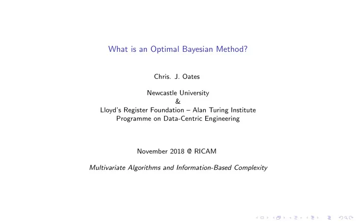 what is an optimal bayesian method