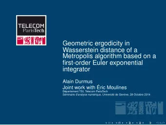 Geometric ergodicity in  Wasserstein distance of a  Metropolis algorithm based on a  first-order