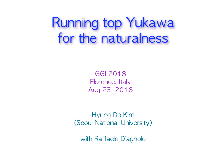 running top yukawa for the naturalness