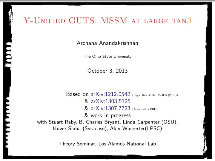 y unified guts mssm at large tan