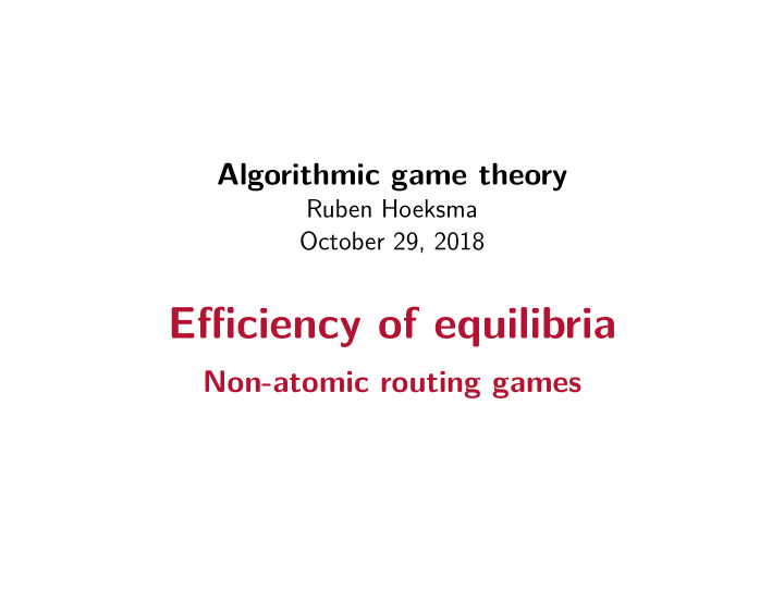 efficiency of equilibria