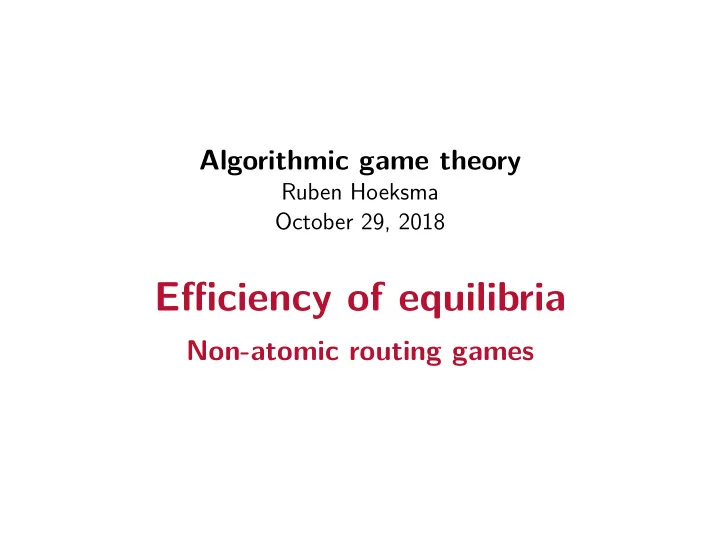 efficiency of equilibria