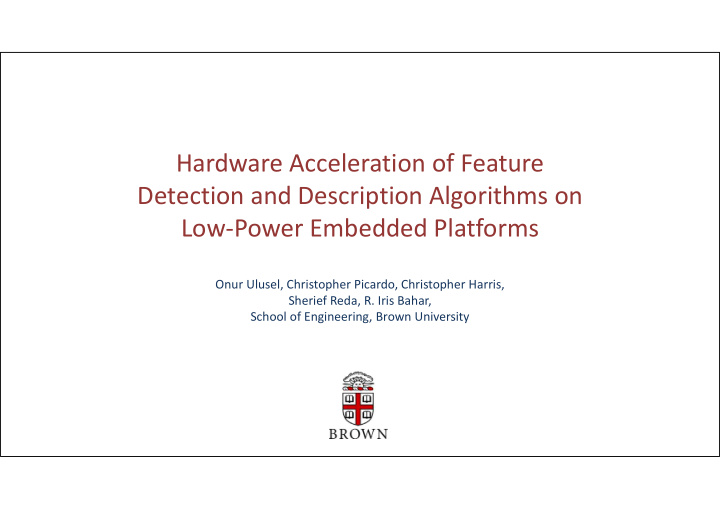 hardware acceleration of feature detection and