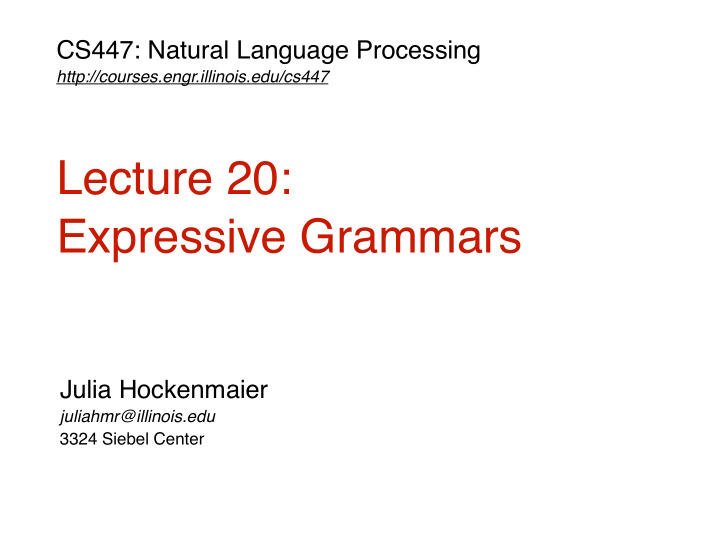 lecture 20 expressive grammars