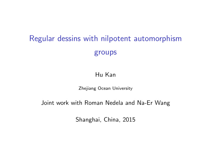 regular dessins with nilpotent automorphism groups