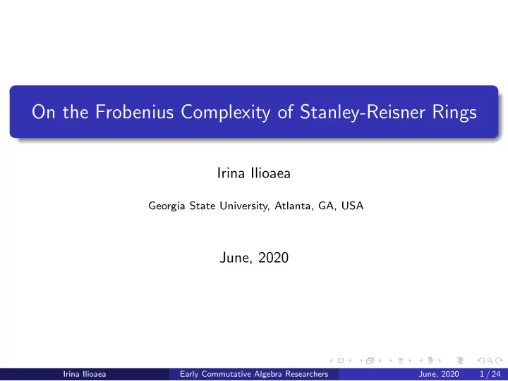 on the frobenius complexity of stanley reisner rings