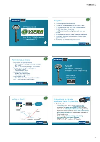 EAVISE:  VIPER  Visual Person Detection made Reliable  -  Research carried out by knowledge