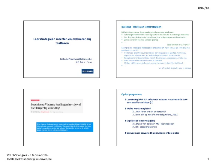 leerstrategie n inzetten en evalueren bij