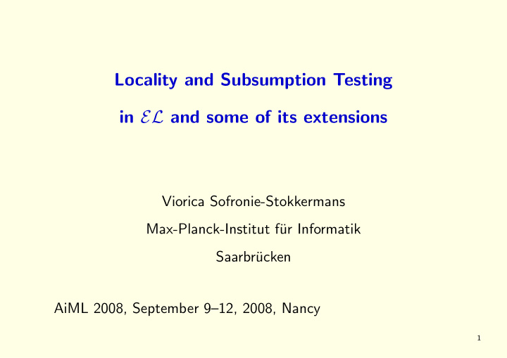 locality and subsumption testing in el and some of its